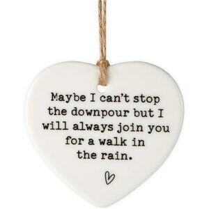 Ceramic Heart Friendship Plaque Hanging Sign Tough Time Gift for Sister Bestie